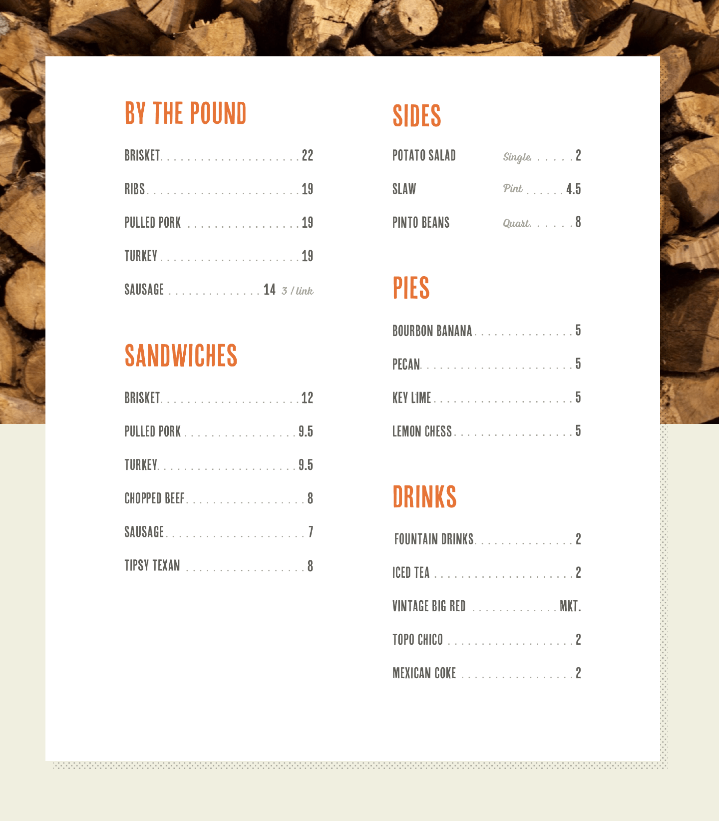 Franklin 2025 bbq menu